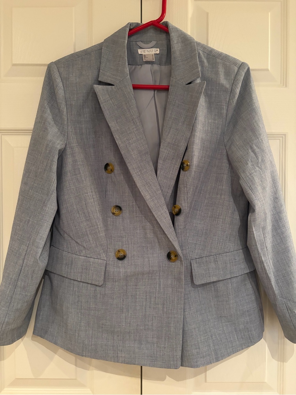 VENUS Matching Set - Light Blue Double-Breasted Blazer with Shorts